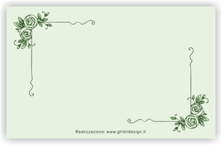 Ghibli Design - Biglietto senza immagini,  #5941 - indietro - fiori, floreale, cornice, rettangolo, verde