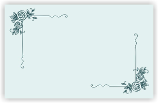 Ghibli Design - Biglietto senza immagini,  #5942 - indietro - fiori, floreale, cornice, rettangolo, acquamarina