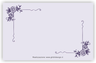Ghibli Design - Biglietto senza immagini,  #5943 - indietro - fiori, floreale, cornice, rettangolo, lilla