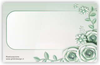 Ghibli Design - Biglietto senza immagini,  #5949 - indietro - floreale, fiori, cornice, rettangolo, verde