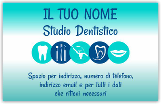 Ghibli Design - Biglietto personalizzabile,  #5982 - fronte - dentista, odontoiatra, studio dentistico, dente strumenti, bocca, logo, blu, acquamarina