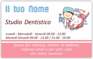Ghibli Design - Biglietto personalizzabile,  #5984 - fronte - dentista, odontoiatra, studio dentistico, disegno, infantile, dente, poltrona, salmone
