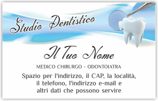 Ghibli Design - Biglietto personalizzabile,  #5996 - fronte - dentista, odontoiatra, studio dentistico, disegno, dente, lente, sfumature, azzurro