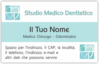 Ghibli Design - Biglietto personalizzabile,  #5999 - fronte - dentista, odontoiatra, studio dentistico, logo, dente, stilizzato, acquamarina