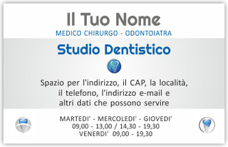 Ghibli Design - Biglietto personalizzabile,  #6003 - fronte - dentista, odontoiatra, studio dentistico, dente, logo, bianco, grigio