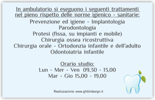 Ghibli Design - Biglietto personalizzabile,  #6004 - indietro - dentista, odontoiatra, studio dentistico, dente, logo, bianco, azzurro