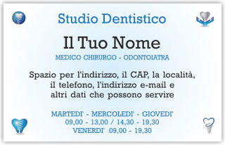 Ghibli Design - Biglietto personalizzabile,  #6004 - fronte - dentista, odontoiatra, studio dentistico, dente, logo, bianco, azzurro