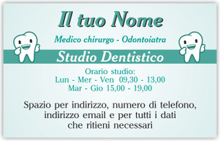 Ghibli Design - Biglietto personalizzabile,  #6005 - fronte - dentista, odontoiatra, studio dentistico, dentino, buffo, disegno, acquamarina