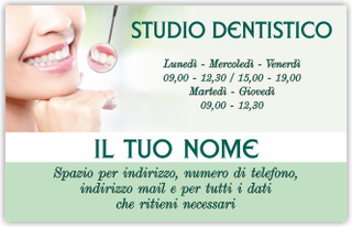 Ghibli Design - Biglietto personalizzabile,  #6016 - fronte - dentista, odontoiatra, studio dentistico, sorriso, viso , donna, denti, lente, verde
