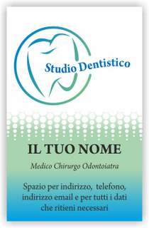 Ghibli Design - Biglietto verticale,  #6023 - fronte - dentista, odontoiatra, studio dentistico,logo, dente, stilizzato, verde, azzurro