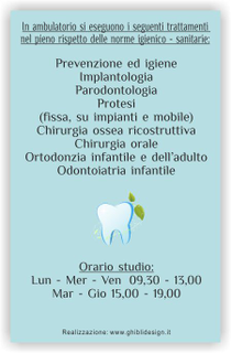 Ghibli Design - Biglietto verticale,  #6025 - indietro - dentista, odontoiatra, studio dentistico, donna, uomo, sorrisi, denti, felici, azzurro
