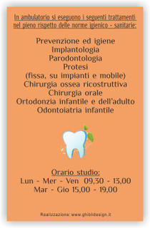 Ghibli Design - Biglietto verticale,  #6026 - indietro - dentista, odontoiatra, studio dentistico, studio, medico, arancione