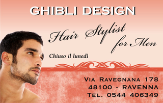 Ghibli Design - Biglietto personalizzabile,  #759 - fronte - 3061, appuntamento, arancione, barba, barbiere, hair, moro, parrucchiere, parrucchieri, promemoria, ragazzo, rosa, salmone, salone, stylist, uomo