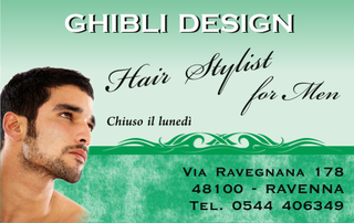 Ghibli Design - Biglietto personalizzabile,  #760 - fronte - 3061, appuntamento, barba, barbiere, hair, moro, parrucchiere, parrucchieri, promemoria, ragazzo, salone, stylist, uomo, verde