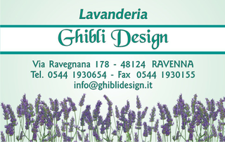 Ghibli Design - Biglietto personalizzabile,  #965 - fronte - lavanderia, lavasecco, a secco, pulito, lavanda, profumo