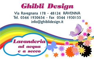 Ghibli Design - Biglietto personalizzabile,  #968 - fronte - lavanderia, lavasecco, a secco, pulito, acqua, bolle, arcobaleno, fiori, profumo